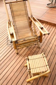 outdoor bamboo chair with foot stool