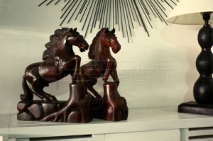 horse figure pair, made of wood