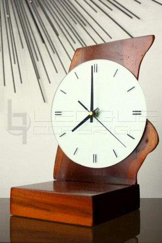 glass and wood, table clock