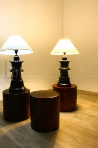 turned wood, chess lamps