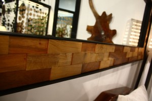wood mosaic mirror frame
