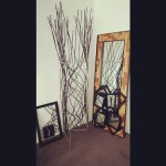 3 pcs black themed for a bar and resto... #divider #rattan #clock #mirror #stainless #steel #wood