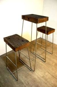 recycled wood top for bar table, bar stool, bar set