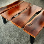 low coffee table with wood slab top