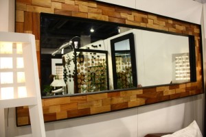 mosaic mirror - wood metal mixed material wall mirror