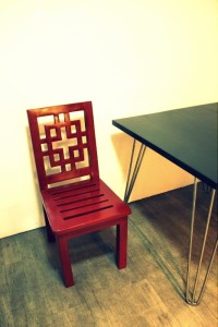 red accent chair