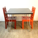 dining table with square solid wood and stainless steel stand