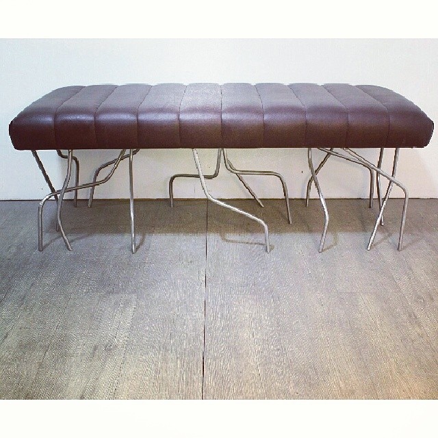 steel & leather bench