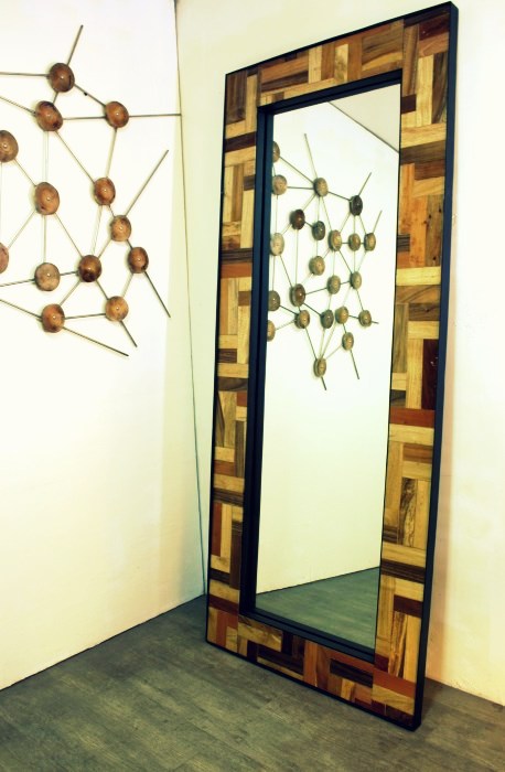 wood mosaic mirror