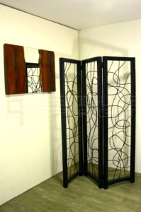 wood and wicker divider