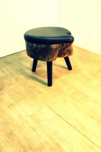 cushioned wood accent stool