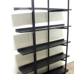 all black mixed-material display shelves