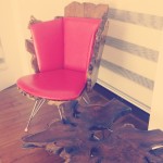 Accent furniture, hardwood + steel chair
