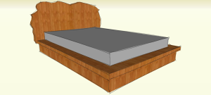 Duble bed with solid wood headboard design