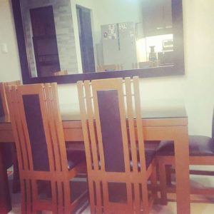 Made to order furniture: Dining table with 4 dining chairs and 1 dining bench