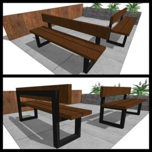 Design: School park bench - Outdoor Wood Top + Metal Powdercoated