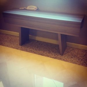 Straight lines, modern console table, spotted