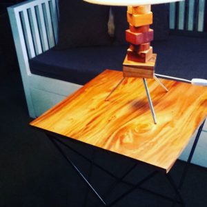 Steel+Wood Lamp and Metal+Wood Table