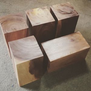 Acacia wood blocks coffee table