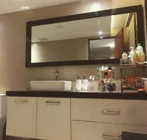 Wide bathroom mirror