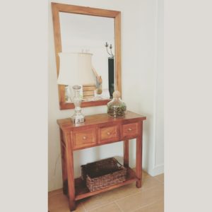 Classic look console table with drawers partnered with mirror