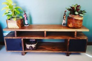 Acacia Wood TV Console with Cabinet