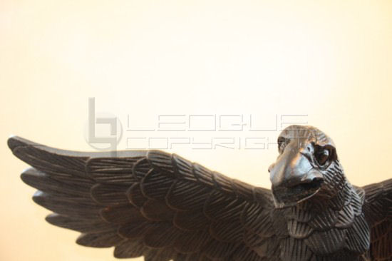 wood eagle on wooden stand app 24 inches in wingspan carved from old ...